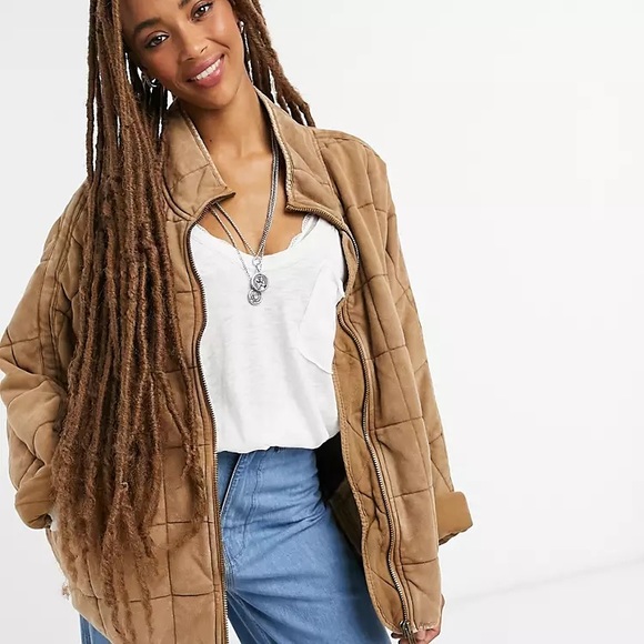 Free People Dolman Quilted Knit Jacket in Tan (XS) - Picture 3 of 5